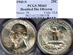 1943-S 25C Doubled Die Obverse MS63