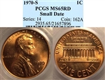 1970-S 1C Small Date MS65RD
