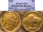 1935 5C Doubled Die Reverse VF25