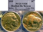1935 5C Doubled Die Reverse VF30