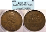 1936 1C Doubled Die Obverse, Type 3 XF45BN