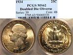 1934 25C Doubled Die Obverse MS62