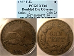 1857 F.E. 1C Double Die Obverse XF40