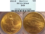 1911-D $20 MS64
