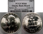 1943-S 25C MS66