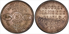 1860 Token Miller-NY-981 Copper RE Woodgate & Co. "Smoker" 