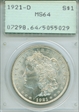 1921-D $1 MS64