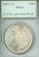 1881-S $1 MS64