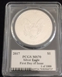 2017 $1 Silver Eagle First Day of Issue 1 of 1000 Mercanti MS70