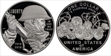 2018-P $1 WWI Centennial First Strike  PR70DCAM