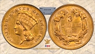 1874 $3 AU58