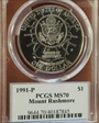 1991-P $1 Mount Rushmore MS70