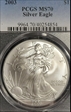 2003 $1 Silver Eagle MS70