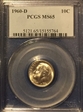 1960-D 10C MS65