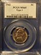 1942 5C Nickel MS65