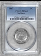 1867 5C No Rays MS63