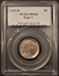 1913-D 5C Type 1 MS64