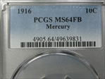 1916 10C Mercury MS64FB