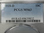 1918-D 10C MS63