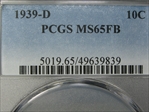 1939-D 10C MS65FB