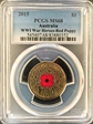 2015 $1 WWI War Heroes-Red Poppy Colorized MS68