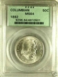 1892 50C Columbian MS64