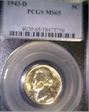 1943-D 5C MS65
