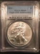 2011 $1 Silver Eagle 25th Anniversary MS69