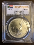 2019 1 Rand Krugerrand Silver First Strike MS70