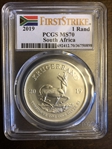 2019 1 Rand Krugerrand Silver First Strike MS70