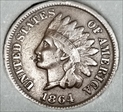 1864 1C L On Ribbon VF20