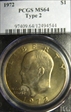1972 $1 Type 2 MS64