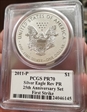 2011-P $1 Silver Eagle Rev PR 25th Anniversary Set First Strike PR70