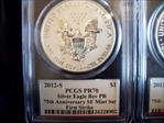 2012-S $1 Silver Eagle Rev PR  75th Anniversary SF Mint Set First Strike PR70