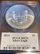 2014 $1 Silver Eagle Moy Signature MS70