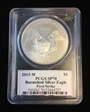 2015-W $1 Burnished Silver Eagle First Strike Moy SIgnature SP70