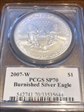 2007-W $1 Burnished Silver Eagle Moy Signature SP70