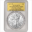 2017-W $1 Burnished Silver Eagle First Day of Issue SP70