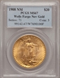 1908 $20 No Motto - Wells Fargo MS67