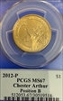 2012-P $1 Chester Arthur Position B MS67