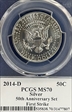 2014-D 50C Silver First Strike Moy Signature MS70