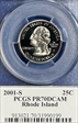 2001-S 25C Rhode Island PR70DCAM