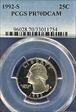 1992-S 25C PR70DCAM