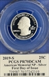 2019-S 25C American Memorial NP - Silver First Day of Issue Cleveland Eagle with Sun PR70DCAM