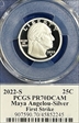 2022-S 25C Maya Angelou-Silver First Strike Cleveland Eagle with Sun PR70DCAM