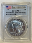 2021 $1 Peace Dollar 100th Anniversary First Strike MS69