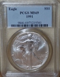 1991 $1 Silver Eagle MS69