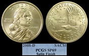 2008-D SAC$1 Satin Finish SP69