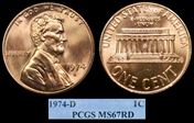 1974-D 1C MS67RD