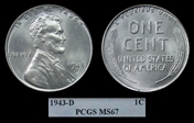 1943-D 1C MS67